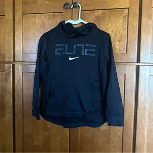 Nike Elite Black Dri-FIT Basketball Hoodie Boys Large Features Hood Logo Pockets